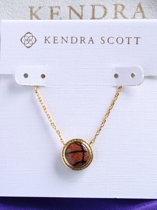 Kendra Scott Jewelry - Kendra Scott Basketball Short Necklace Orange Goldstone